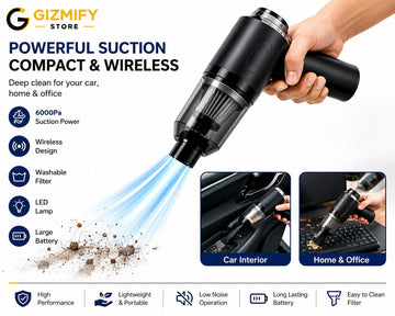 3-in-1 Handheld Car Vacuum Cleaner – Wireless Portable High-Power Suction for Car, Home & Office Cleaning