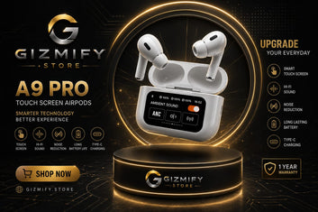 A9 Pro Touch Screen AirPods – Smart Display Wireless Earbuds with Bluetooth Stereo Sound & Noise Reduction