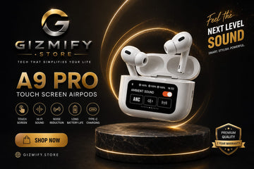 A9 Pro Touch Screen AirPods – Smart Display Wireless Earbuds with Bluetooth Stereo Sound & Noise Reduction