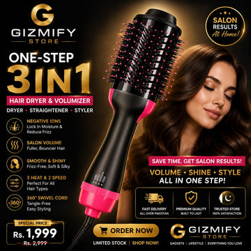 One-Step Hair Dryer & Volumizer 3-in-1 Hot Air Brush – Dryer, Straightener & Styler for Salon Volume, Shine & Frizz-Free Hair