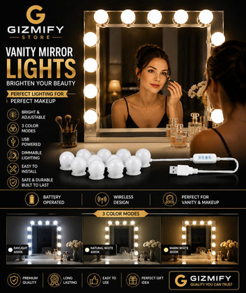 Vanity Mirror Lights Wireless LED Bulbs – Battery Operated LED Makeup Lights for Vanity Mirror with Bright Adjustable Lighting
