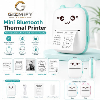 Mini Bluetooth Thermal Printer – Portable Pocket Inkless Wireless Printer for Android & iOS | Labels, Notes, Receipts & Photo Printing